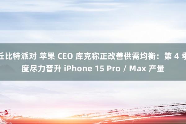 丘比特派对 苹果 CEO 库克称正改善供需均衡：第 4 季度尽力晋升 iPhone 15 Pro / Max 产量