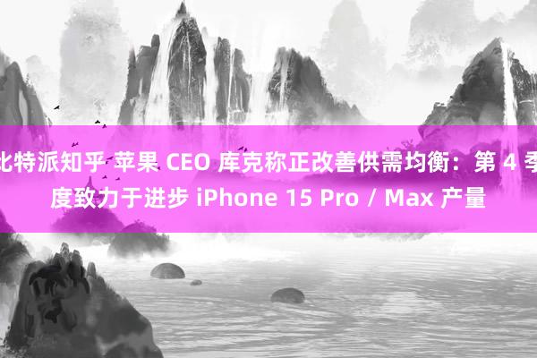 比特派知乎 苹果 CEO 库克称正改善供需均衡：第 4 季度致力于进步 iPhone 15 Pro / Max 产量